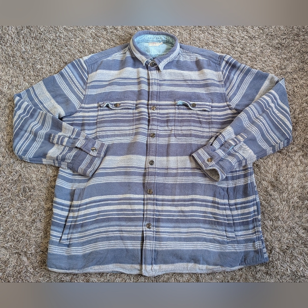 Faherty Natural Indigo Dyed Quilted Durango Button Up Jacket Men's XL